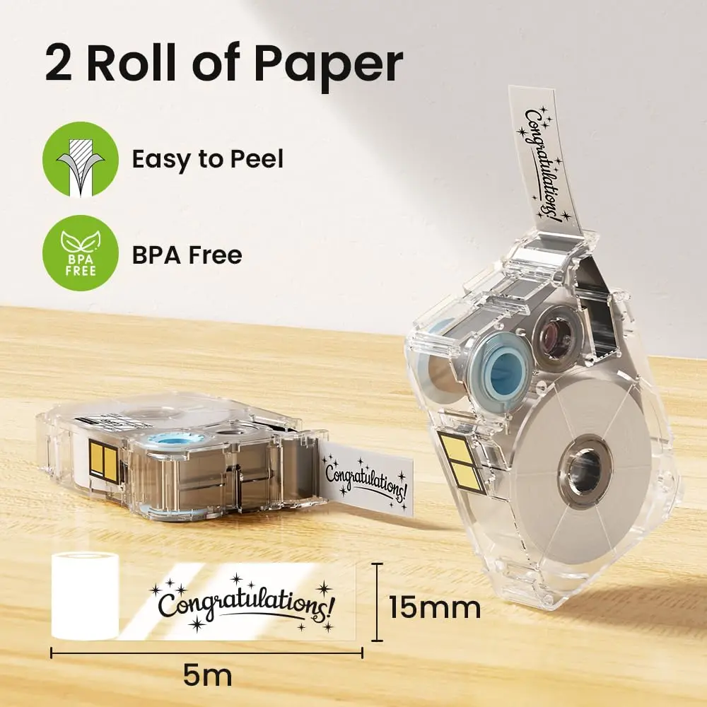 Phomemo A30 P15 라벨 메이커용 긴 자체 접착 라벨 테이프 표준 열전사 인쇄 레이저 스티커 1롤 신뢰할 수 있음