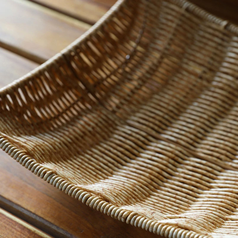 

Rattan Woven Fruit Tray Hotel Restaurant Dried Fruit Fried Snack Snack Frame Fruit Basket Plastic Material Simple Style