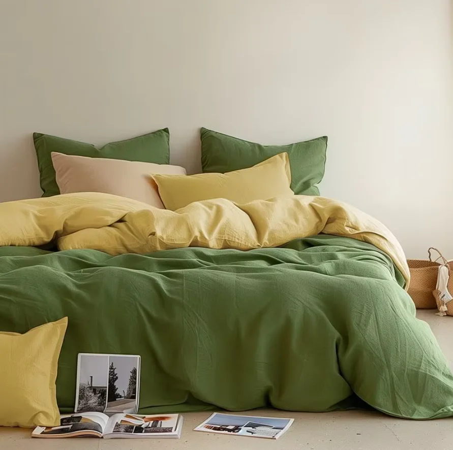 Yanyangtian 2025 Pure and elegant four-piece color combination, cotton skin-friendly fabric, four-season essential bedding serie 3