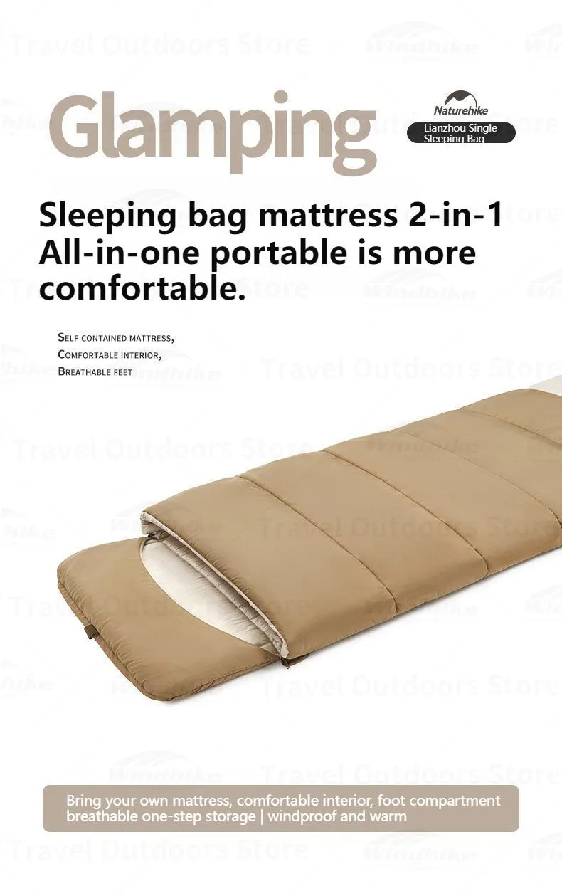 Description Picture 2 of itemNaturehike Sleeping Bag Cotton Quilt Waterproof Camping Mattress For Spring Autumn Winter Warm Outdoor With Moisture-proof Pad