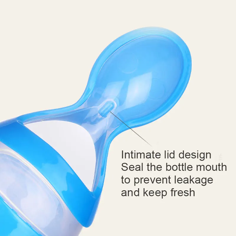 Baby Silicone Squeeze Bottle Spoon Convenient to Use with Standing Base for Infant Dispensing and Feeding silicone feeding spoon silicone cutlery set learning spoons baby cutlery