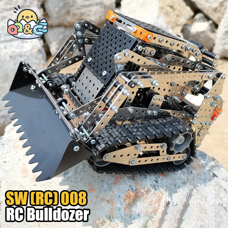 Stainless Steel RC Bulldozer Tracked Truck Toy