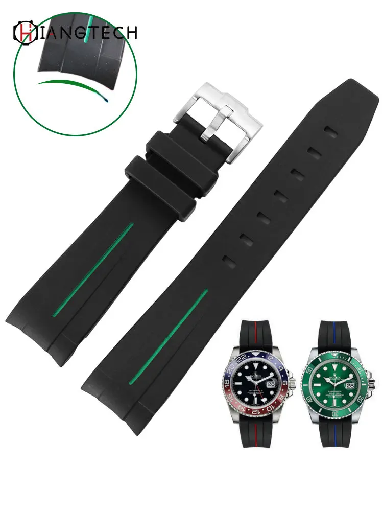 

Rubber watch belt for Rolex Diver Green Water Ghost Black Water Ghost Sky Overlord Arc mouth Silicone strap 21mm 20mm