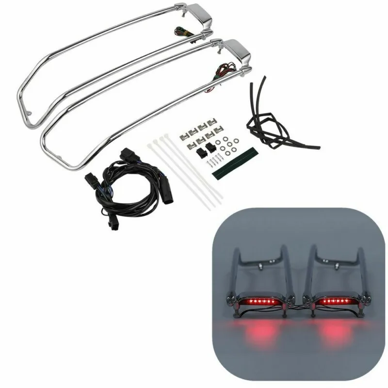 Motorcycle Saddlebag Lid Rail Guard W/ LED Brake Light For Harley Touring Models Electra Street Road Glide FLHR FLHTC FLHT 14-UP