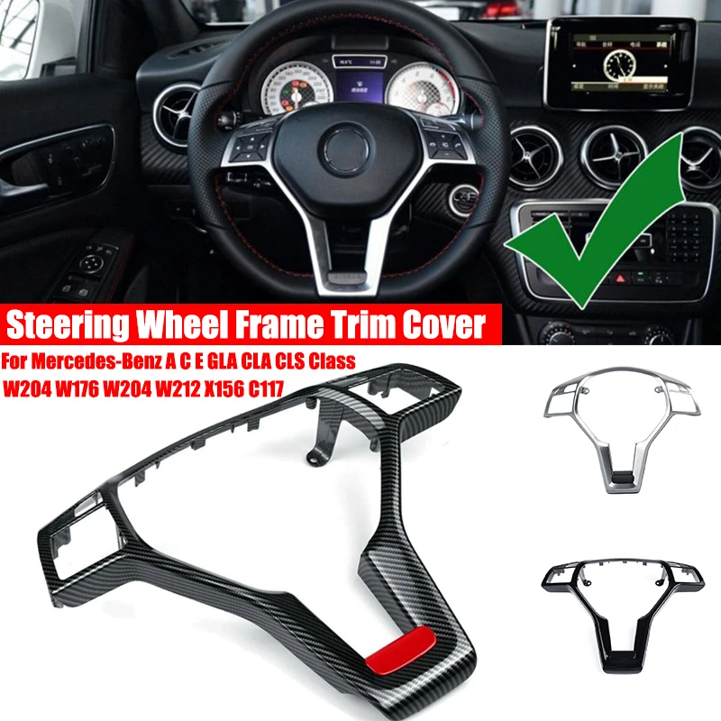 

Для Mercedes Benz C E CLA CLASS W204 W212 W117 C172 C218 C63 E63 2012-2014, для автомобилей AMG, Стильная рамка рулевого колеса, отделка крышки ABS