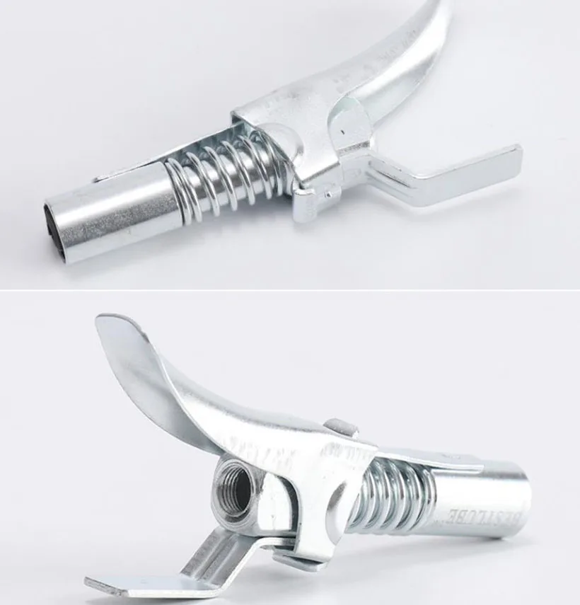 1pc Locking Clamp Type High Pressure Grease Nozzle Double Handle Grease Gun Flat Self-locking Non-leakage Nipple