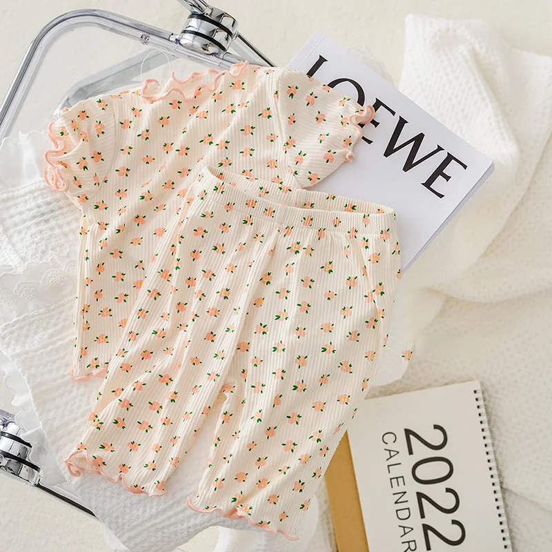 MILANCEL Summer Baby Sleep Wear Cool Baby Boys Pajama Set Floral Sleeping Set Indoor Pyjama