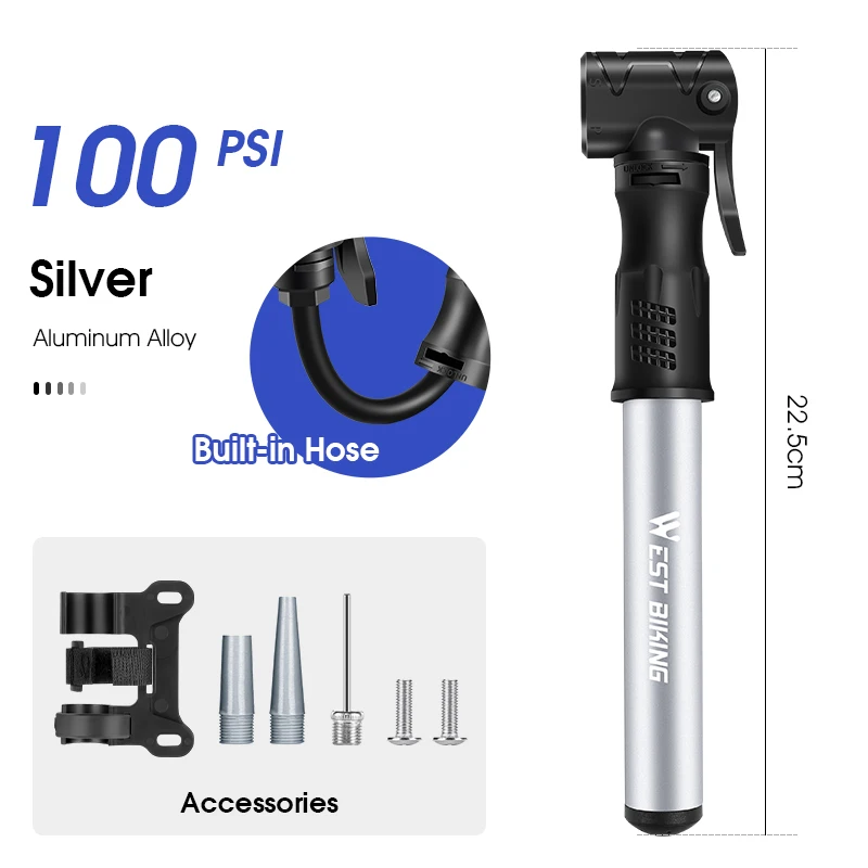 Compact High-Pressure Bicycle Hand Pump with Dual Valve Compatibility
