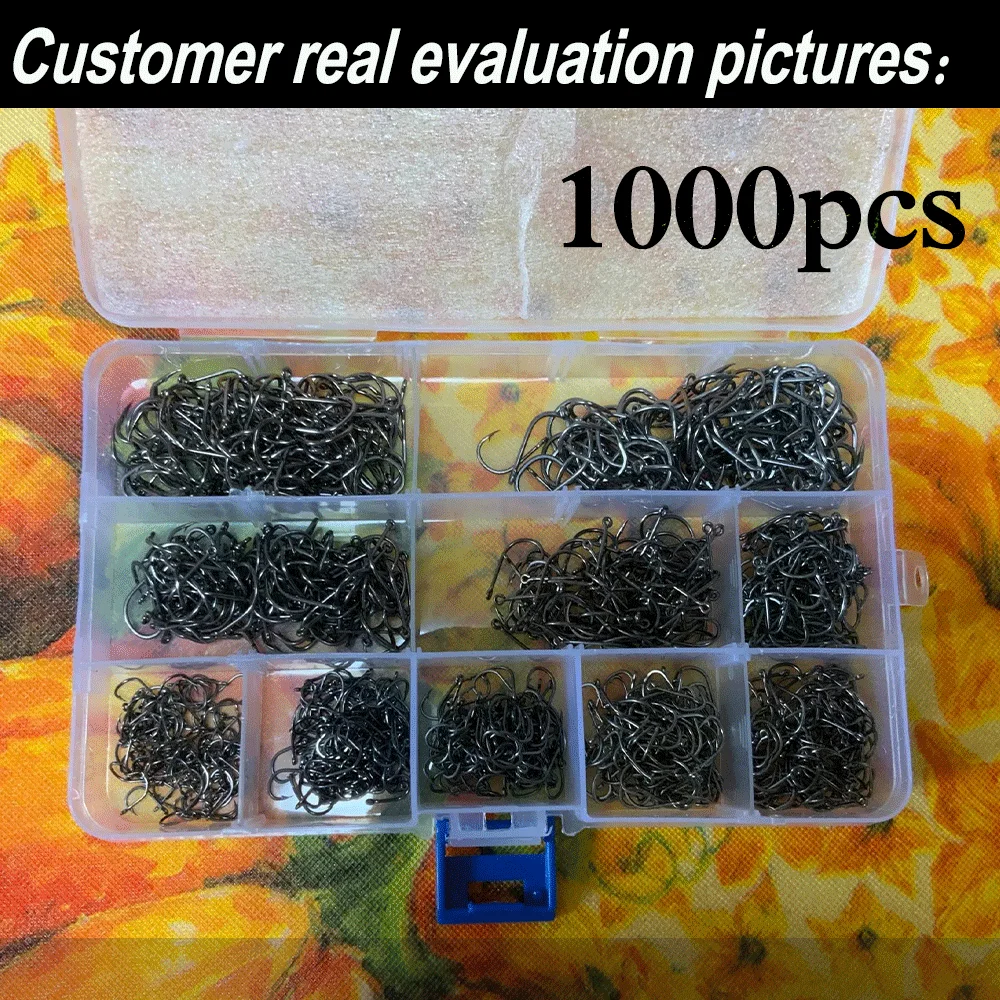 Fishing Hooks 100-1000 Pieces of Fish Hook Box Set Saltwater Fresh Water High Carbon Steel Fish Hook Accessories Fishing Gear image_2