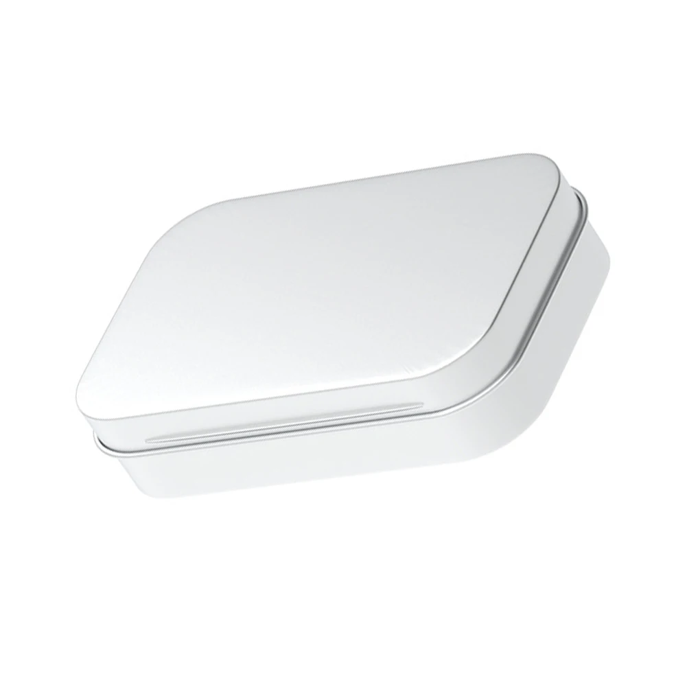 

1pc Storage Box Metal Rectangular Mini Empty Tin Box Tinplate Bin Jar Flip Hinged Container 95*60*20mm Home Storage