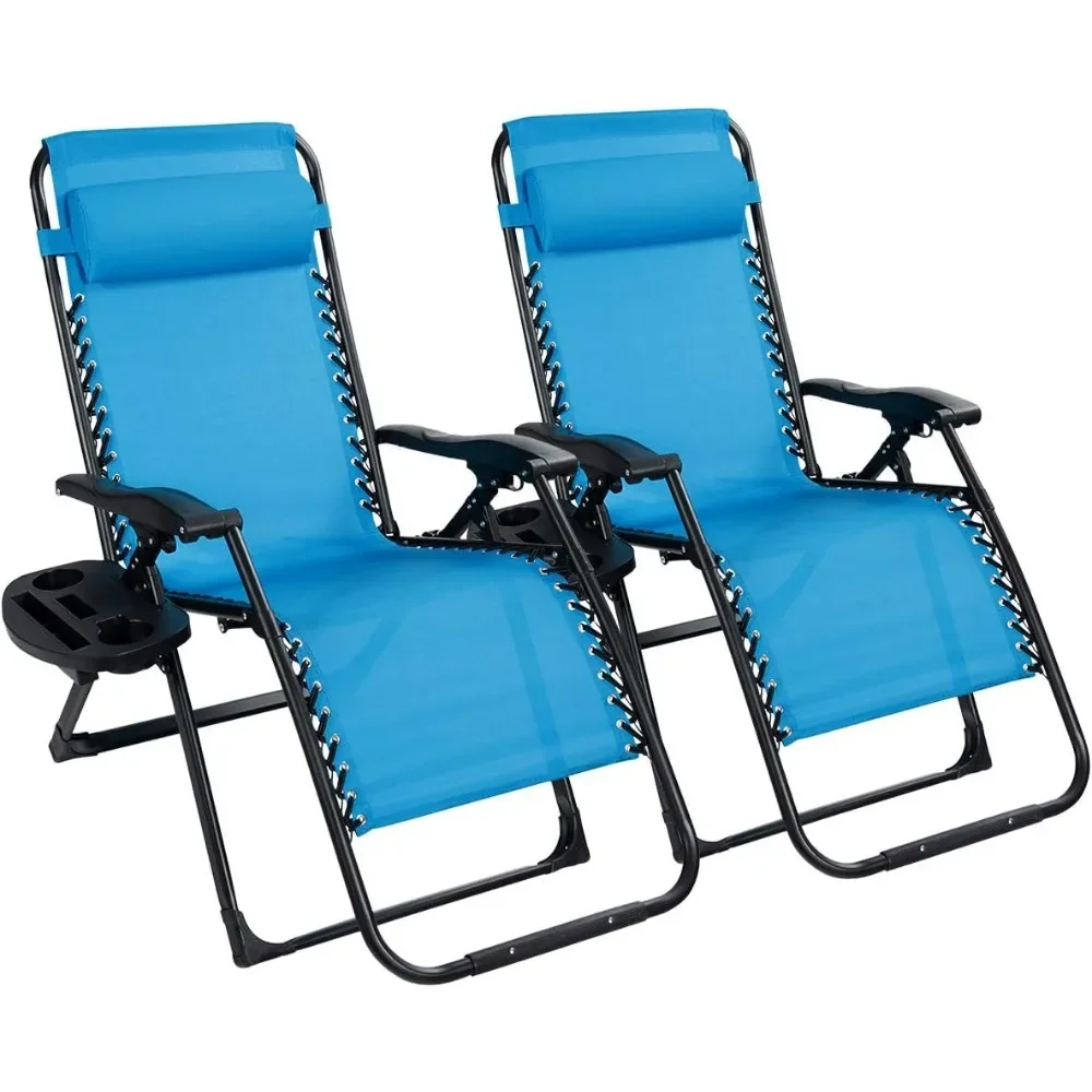 

Zero Gravity Chairs Set of 2, X-Large Outdoor Lounge Lawn Chair with Cup Holder & Detachable Headrest, Adjustable Folding