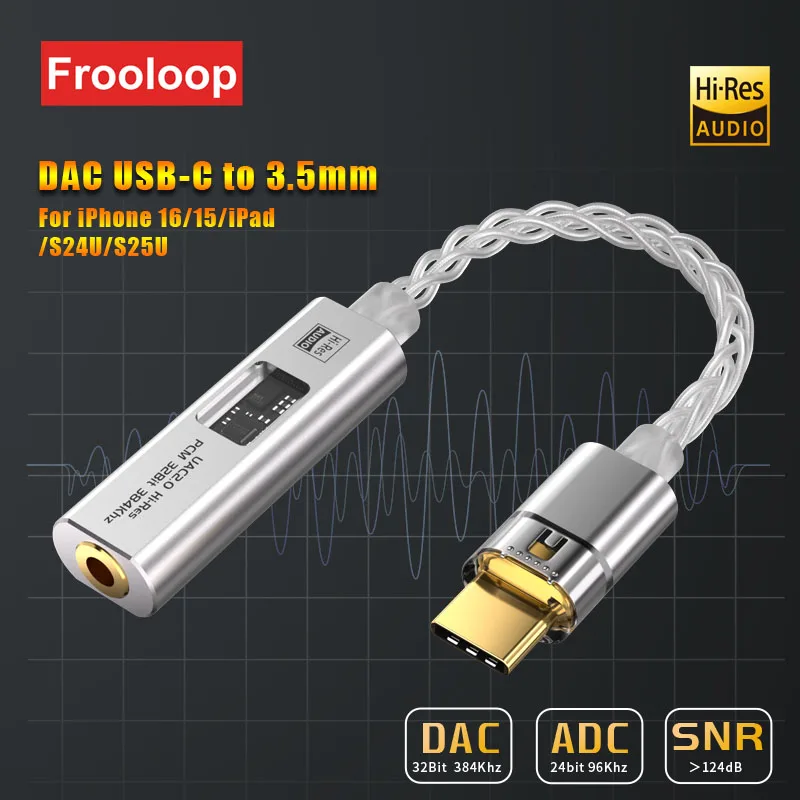 DAC USB Type C to 3.5 mm Jack Adapter HiFi Audio Amplifier Stereo Ephone Headphone Digital Decoding Converter CX31993 MAX97220