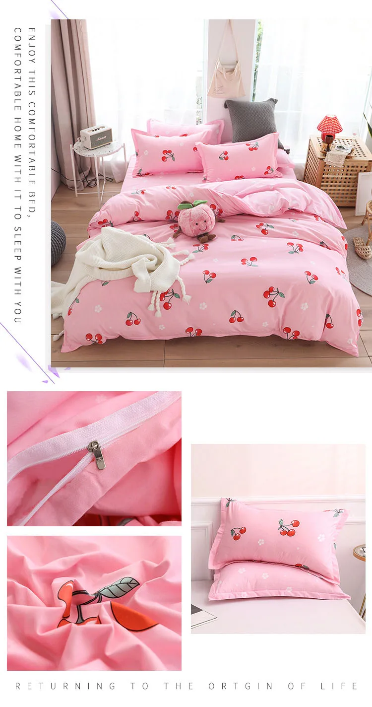 Deodar Quality Simple 4pcs Bed Linen Sheet Set Pillowcase Nordic Ab