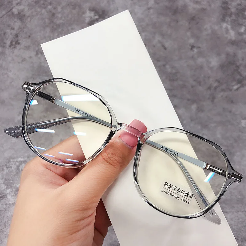 Transparente computer brille rahmen frauen und männer anti blaulicht runde brille blackout brille optische gläser linsen – Detail 2