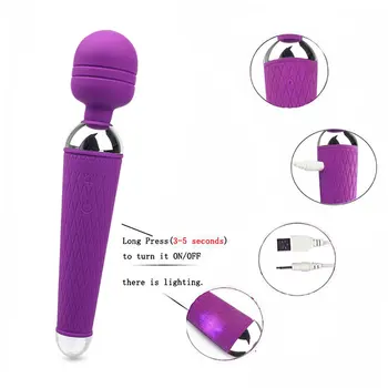 Khalesex Powerful oral clit Vibrators for Women USB Charge AV Magic Wand Vibrator Massager Adult Sex Toys for Woman Masturbator 3