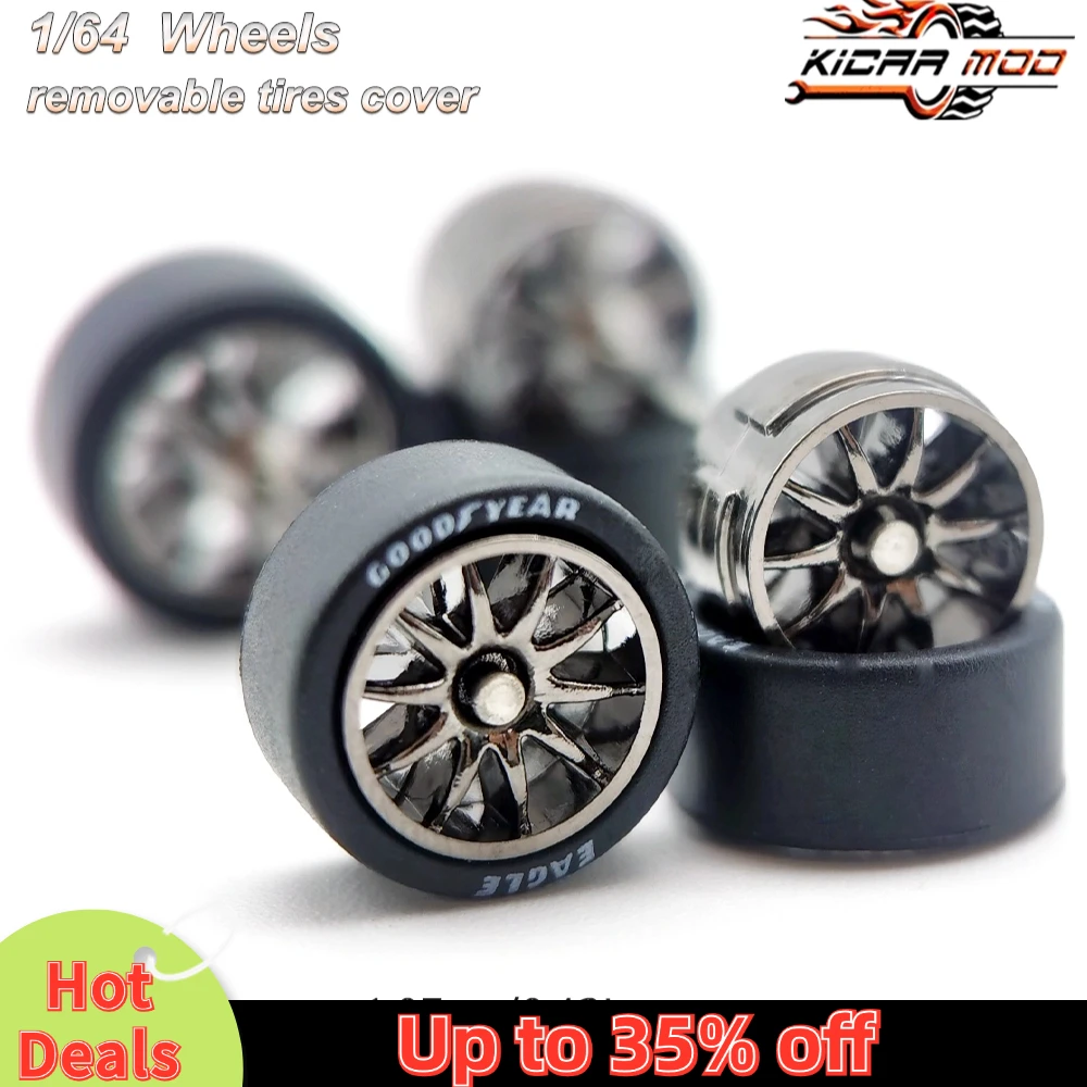 1/64 Wheels with Rubber Tires CE28 Refitting Parts for Diecast Model Car Hot Wheels Matchbox Tomica D:11mm 1 Set 4