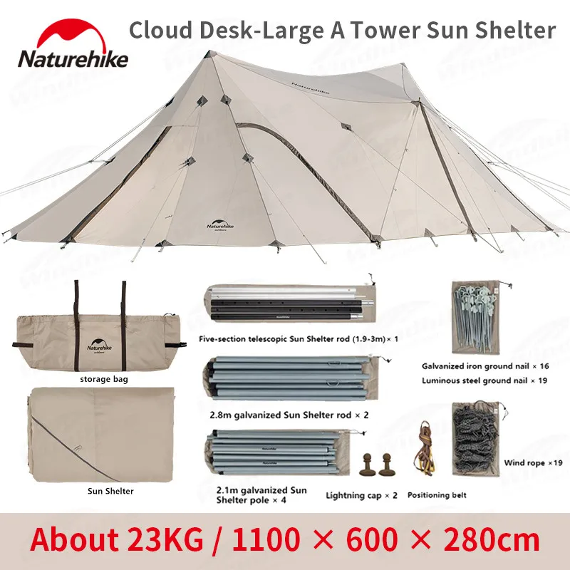Naturehike Camping Sun Shelter Large 20-30 Persons Glamping Canopy Outdoor 60㎡ Silver Coating Sunscreen Tent Courtyard Party