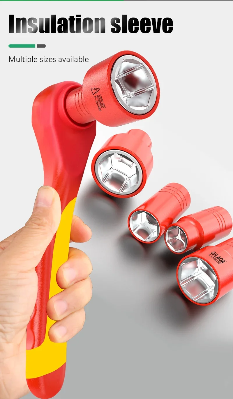 LAOA Isolierter Ratschenschlüssel, Geeignet für die Wartung von Elektrofahrzeugen, 3/8 Zoll Sechskant-Schnellspanner – Detail 2