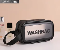 Black Transparent Waterproof Makeup Storage Pouch - Large Capacity Travel Wash Bag (1pc S black)