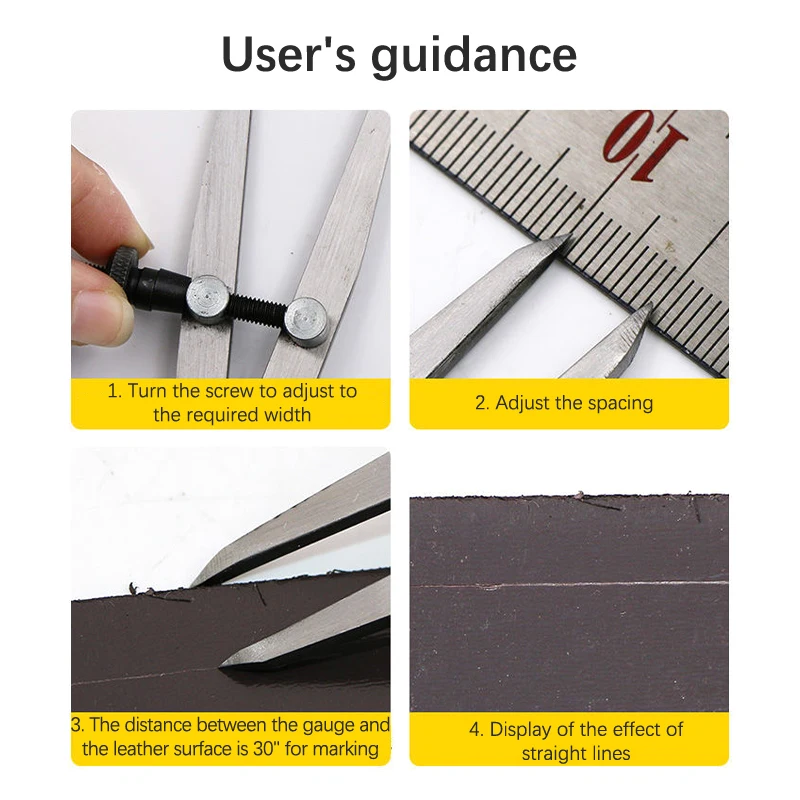 Adjustable Leather Compass Lockable Carbon Steel Divider Wing Creaser DIY Leathercraft Rotating Line Scribing Gauge Caliper Tool leather tools leather craft tool kit leather craft tools leather craft tool