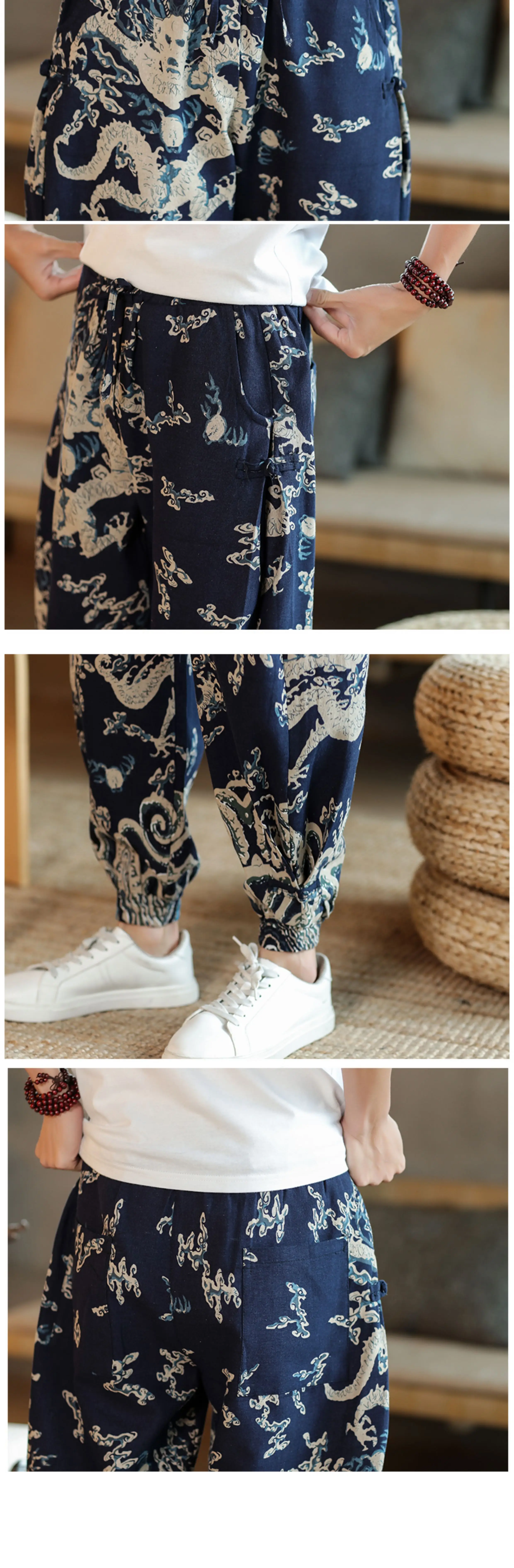 hosen herren jogginhose herren gym Frühling Sommer Elefanten druck Baumwolle Leinen lässige Hose Männer elastische Taille in voller Länge Harems hose Männer Jogging hose männliche Streetwear – Detail 40