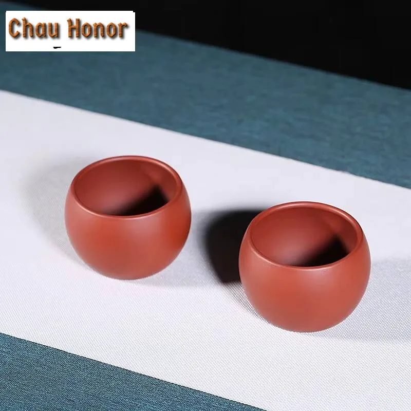 2 Pcs/set 80ml Authentic Yixing Purple Clay Dahongpao Teacup Handmade Tea Bowl Pu'er Master Cup Chinese Tea Set Accessories Gift