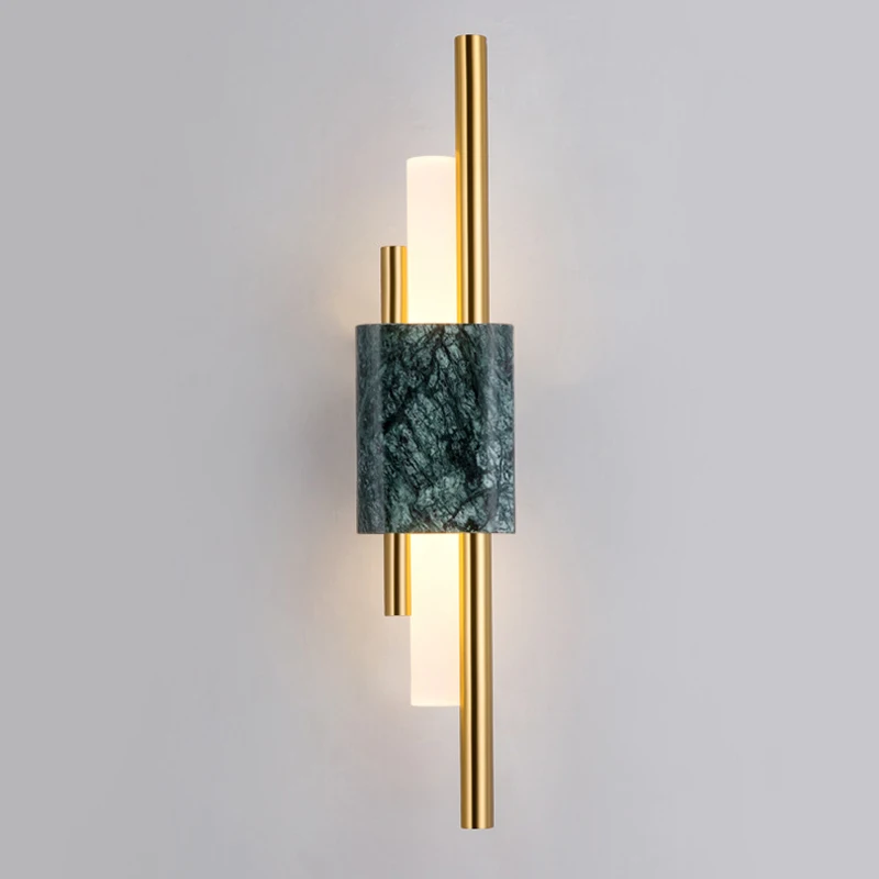 Lampada da parete in marmo bianco verde di lusso soggiorno Lobby camera da letto Golden Decor comodino applique Hotel corridoio scala Led Light 6W