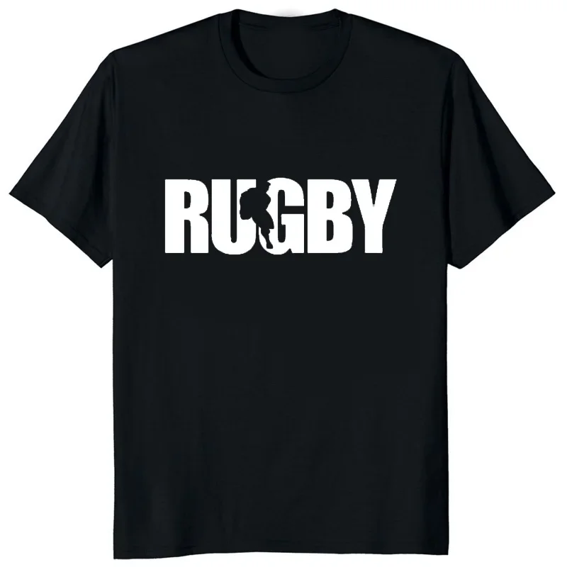 

New Arrival Player Running with Rugby Ball Graphic Printed Tshirt Rugby Fan Dad Brother Uncle Mens Summer Casual Short-sleev