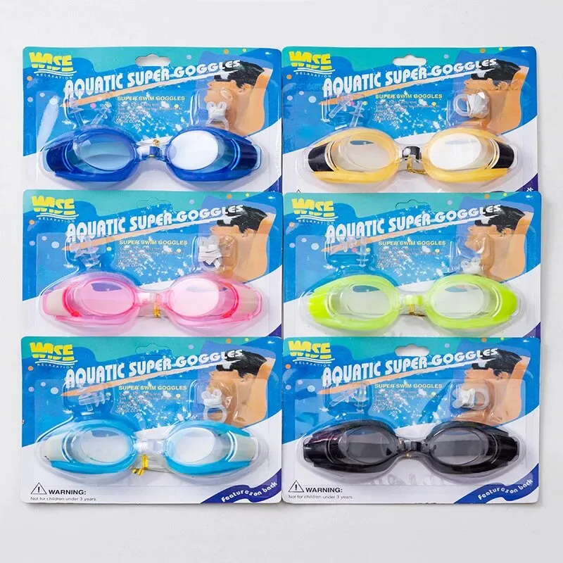 Anti-fog Transparent Swimming Goggles Diving Adult And Children's Goggles Free Nose Clip Earplugs Adjustable Elasticity