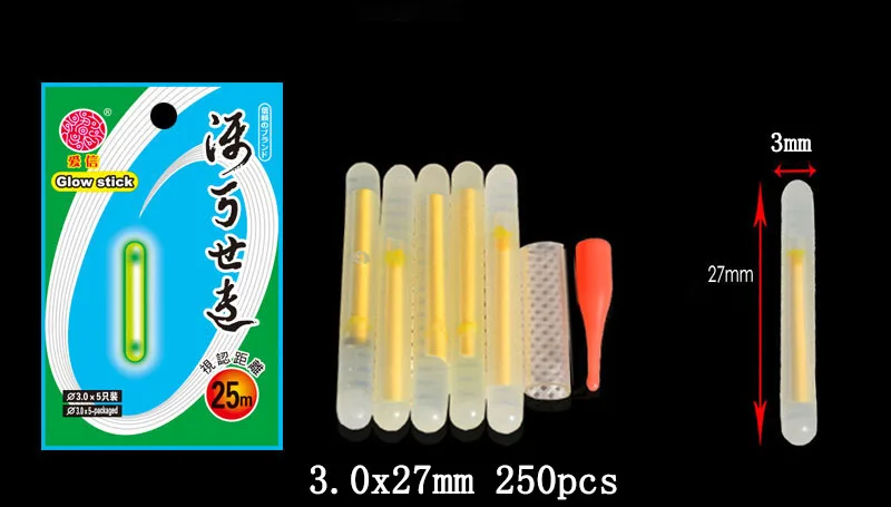 Chemical Luminous Glow light Stick 250pcs Night Fishing Float sticks Lights Green Color fishing accessories fishing glow stick fishing light fishing light stick