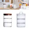 3 Layer Glass Food Jar Grain Container Glass Storage Container Airtight Glass Storage Jar 3 Tier Stacking Jars for Nuts Pantry 6