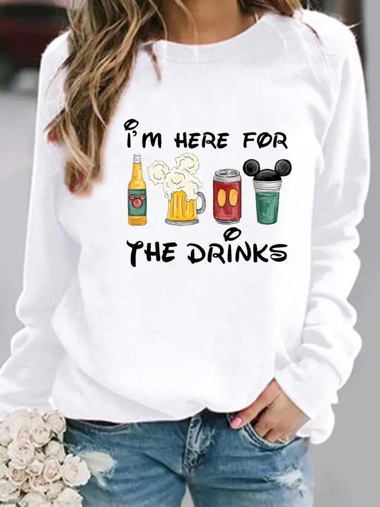 

Autumn Spring Fashion Print Mouse Ear Head Pullovers Holiday Letter Love Cartoon Cartoon Women Casual Female Graphic Sweatshirt