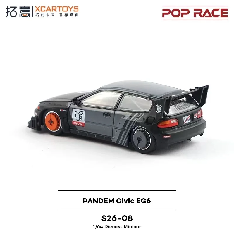 Xcartoys Poprace 1：64 MiniCar S26-08 Honda Pandem Civic EG6 Alloy Diecast Model Car Racing Cars Boy Christmas Gifts 