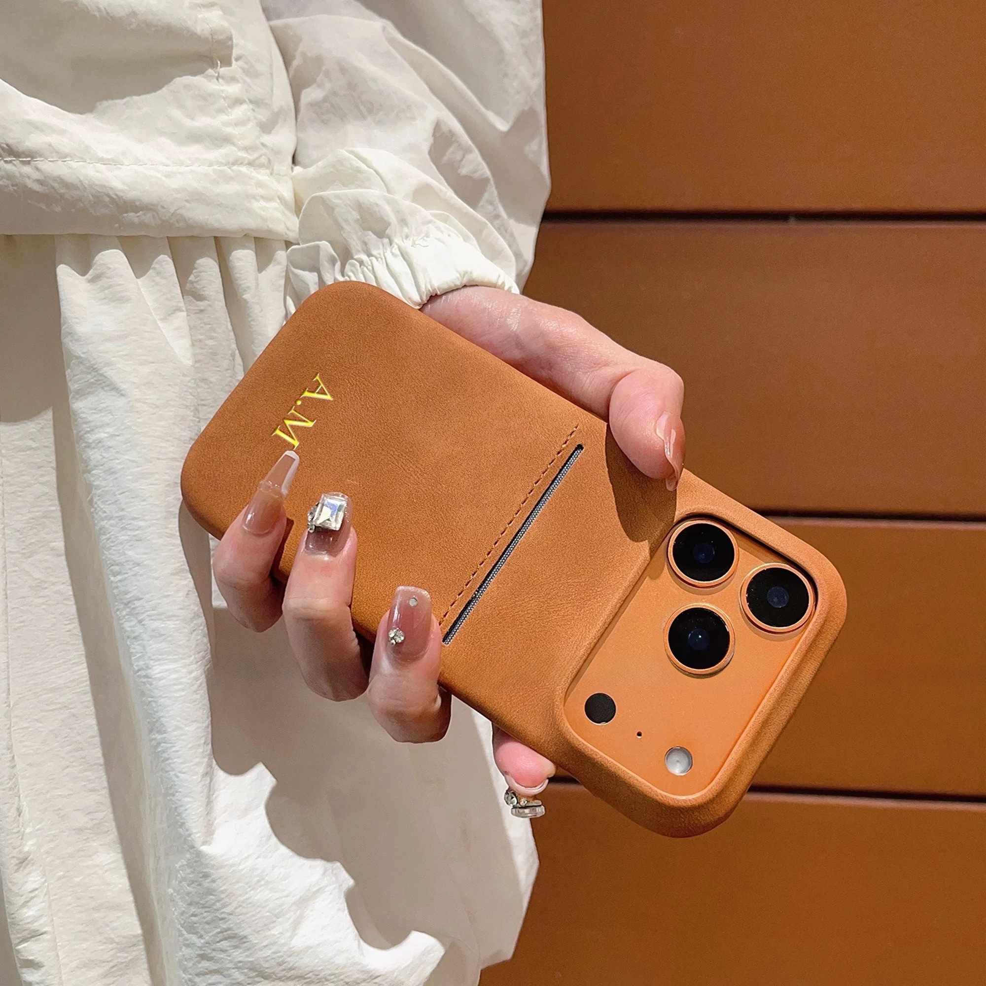 Personalized Vintage Faux Leather Insertable Card Case for iPhone 17 thumbnail 6