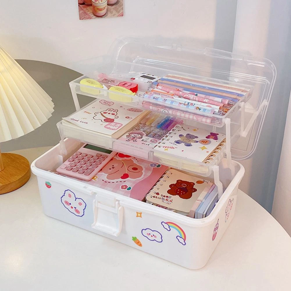 Storage Case with Lid Multi layer Girls Room Portable Hair Accessories