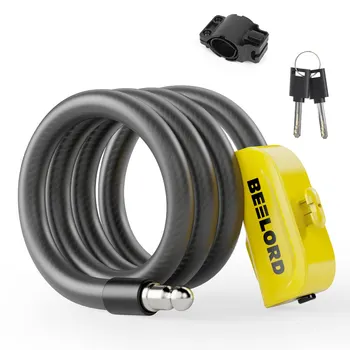 BEELORD Lucchetto per cavo bici con 2 chiavi Lucchetto di sicurezza a spirale antifurto con staffa Accessori per biciclette