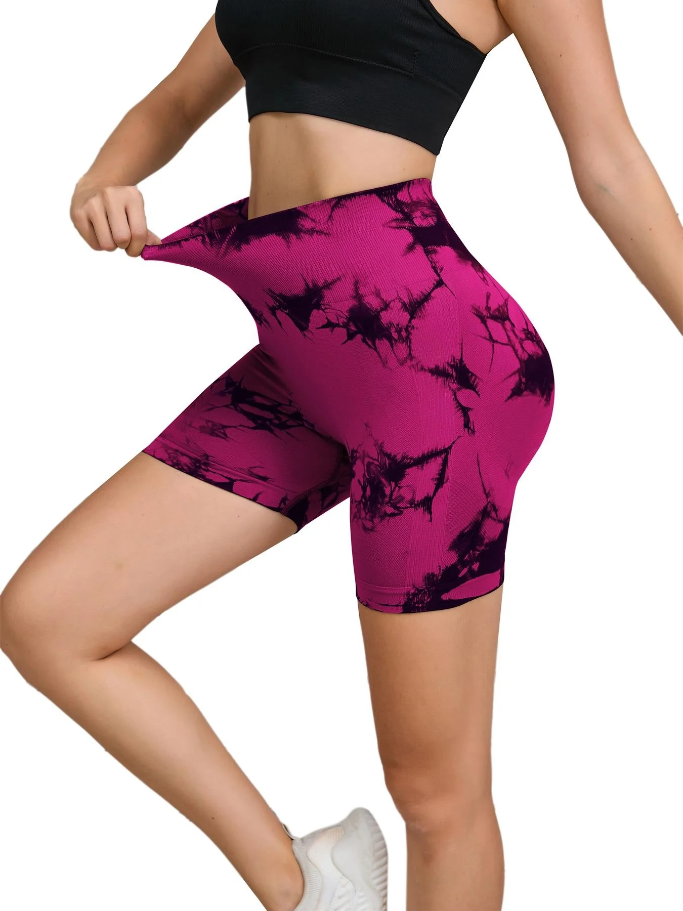 Tie Dyed Seamless Fitness Pants Women’s High Waist and Hip Lifting Sports Tight Shorts Running Sexy Peach Fitness Yoga Shorts Sports & Entertainment