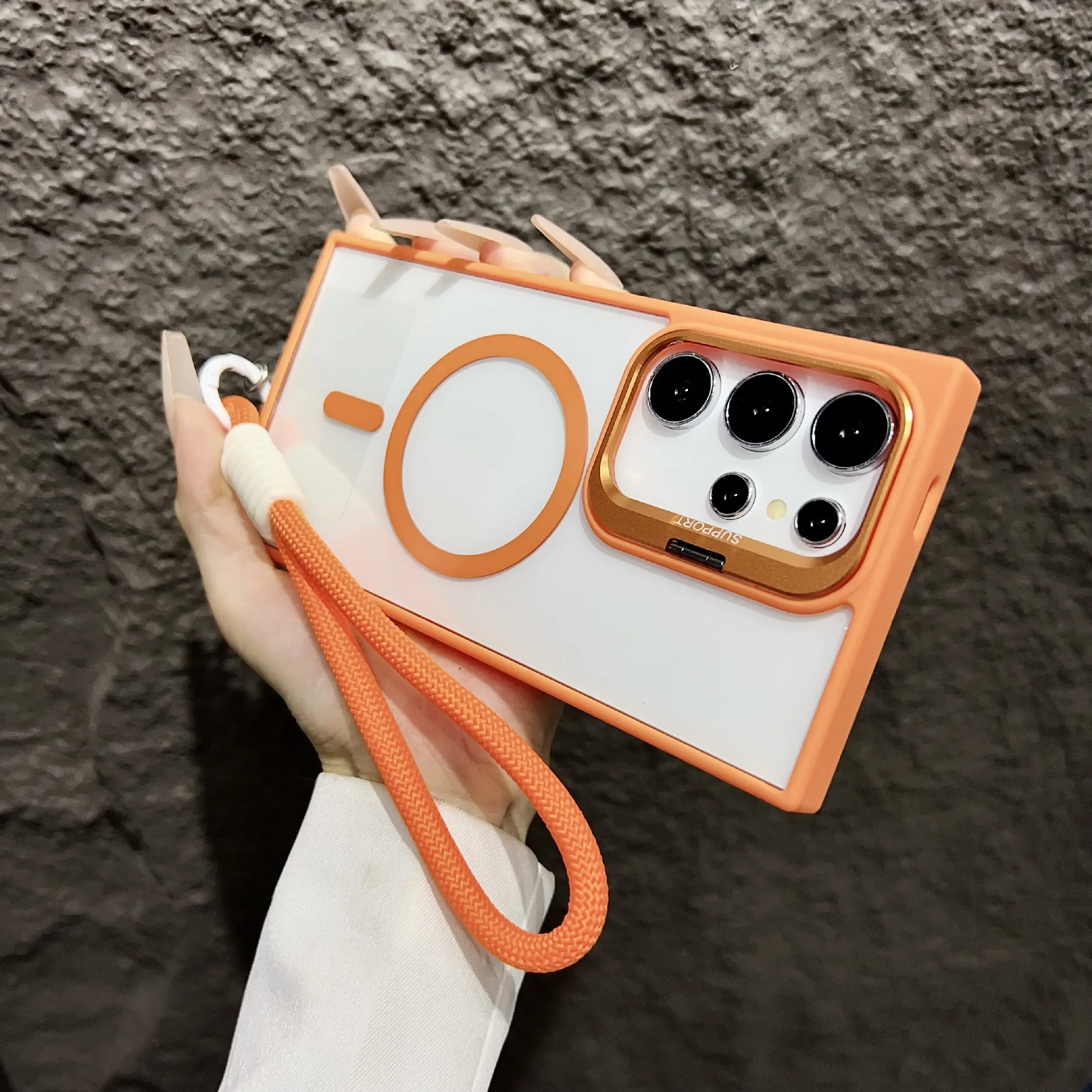 حامل مغناطيسي Magsafe مع حافظة شفافة بحبل لهاتف سا...