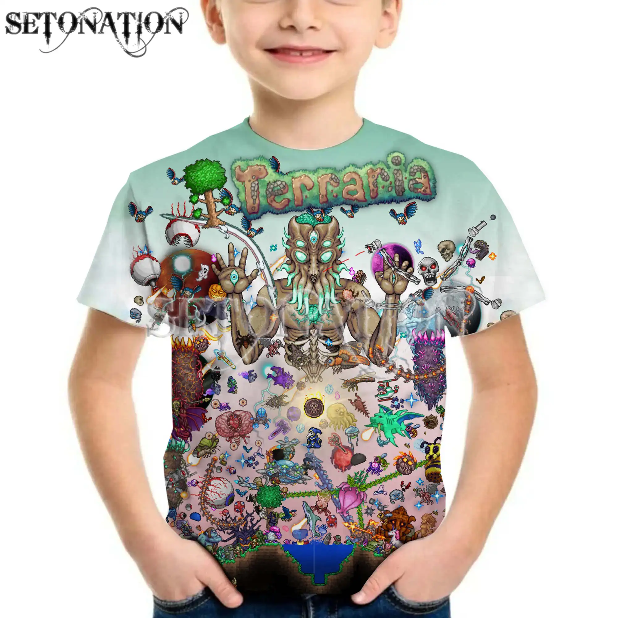 

Kawaii Terraria 2023 boys kid's 3D Print Us T-shirt O-neck Shirt Sleeve kids Clothes Casual birthday summer Tops