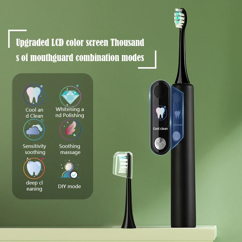 thumbnail image 1 of Cepillo de Dientes Eléctrico Liuwei Sónico Recargable por USB Resistente al Agua IPX7 Pantalla LCD a Color Cerdas Suaves, 1 of 5