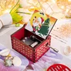Wooden Hand Crank Music Box, Merry Christmas Theme, Jurassic Park Music Box, To My Girlfriend, Christmas Gift, New Year 5