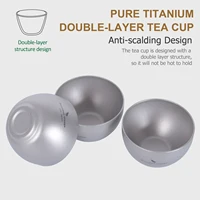 Pure Titanium Double-Layer Tea Cup,Ultra Lightweight Portable Mini Heat-Resistant 25ml Wine Glass,Outdoor Camping,Home Travel 1