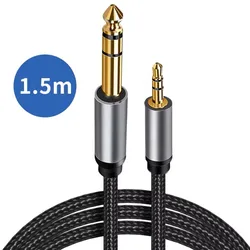 TRS Stereo Audio Cable - 3.5mm to 6.35mm Connector - 1.5m (Braided Cable)