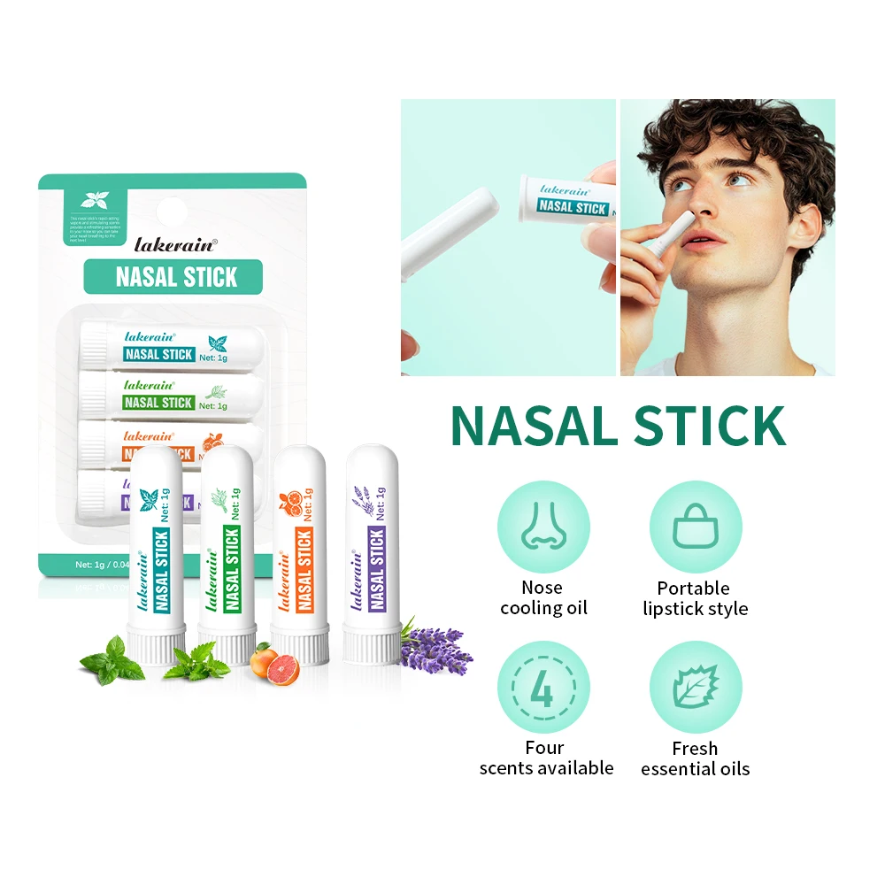 4 Pack Nasal Stick Long Lasting Refreshing Plant Essential Oil Cooling Inhalation