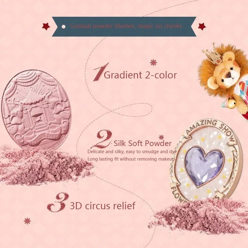 Flower Knows Makeup Unicorn Strawberry Rococo Embossed Blush On Natural Cheek Matte Long Lasting Blusher Makeup 6 Colors 5g powder blusher blush powder blush plate facial blusher monochrome blush blush cream cream blusher