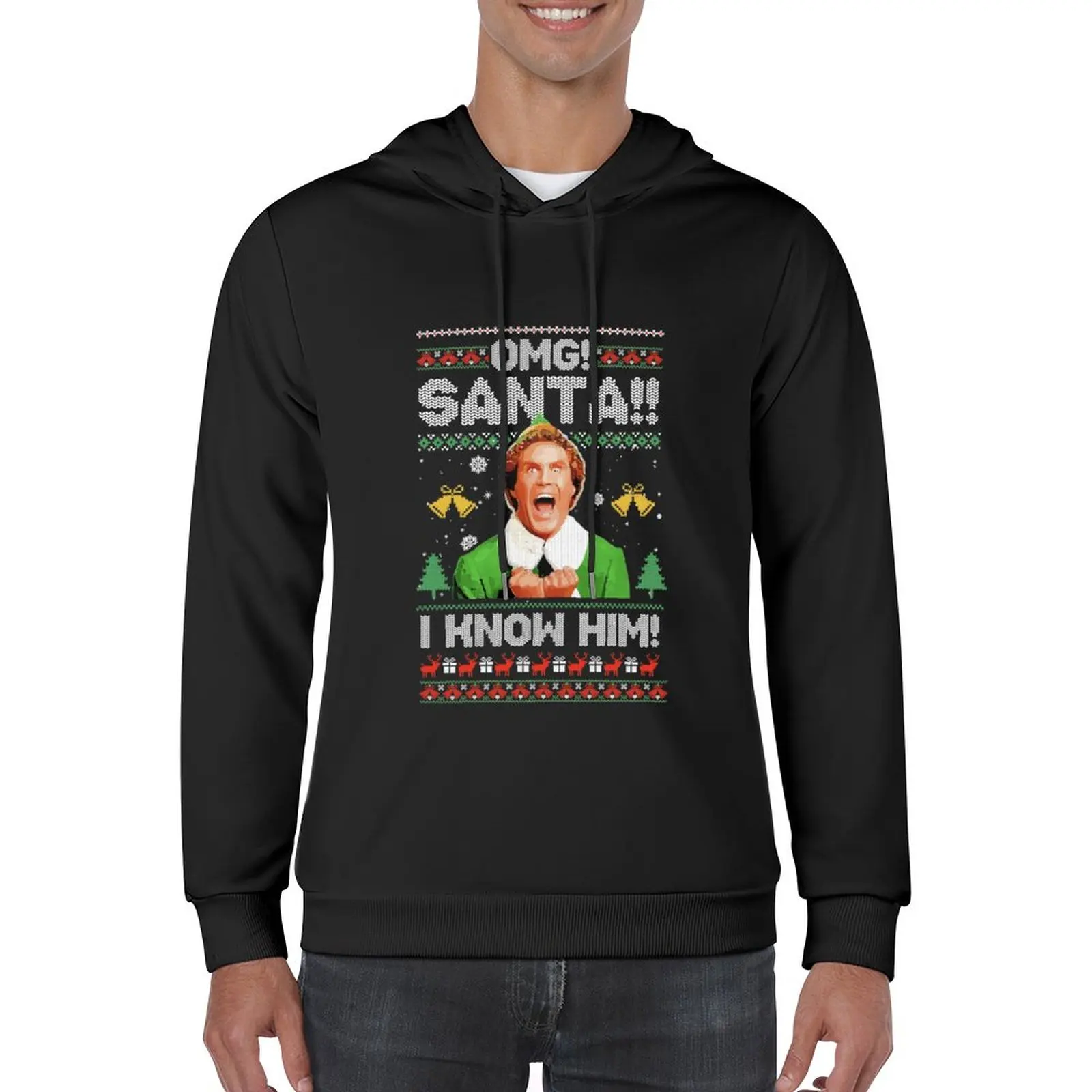 

New Christmas Elf OMG! Santa! I Know Him Ugly Christmas Sweater Sweatshirt Pullover Hoodie essentials tracksuit men