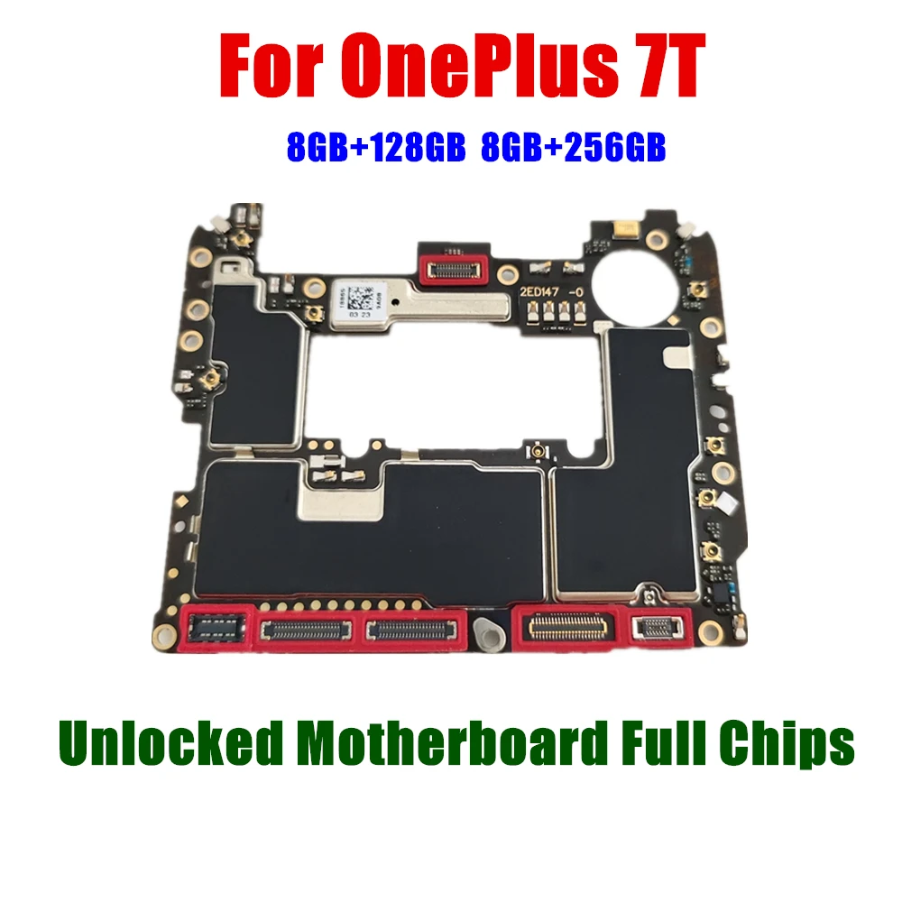 

Unlocked Main Board For OnePlus 7T 128GB 256GB Mainboard Motherboard With Chips Circuits Flex Cable Logic Board