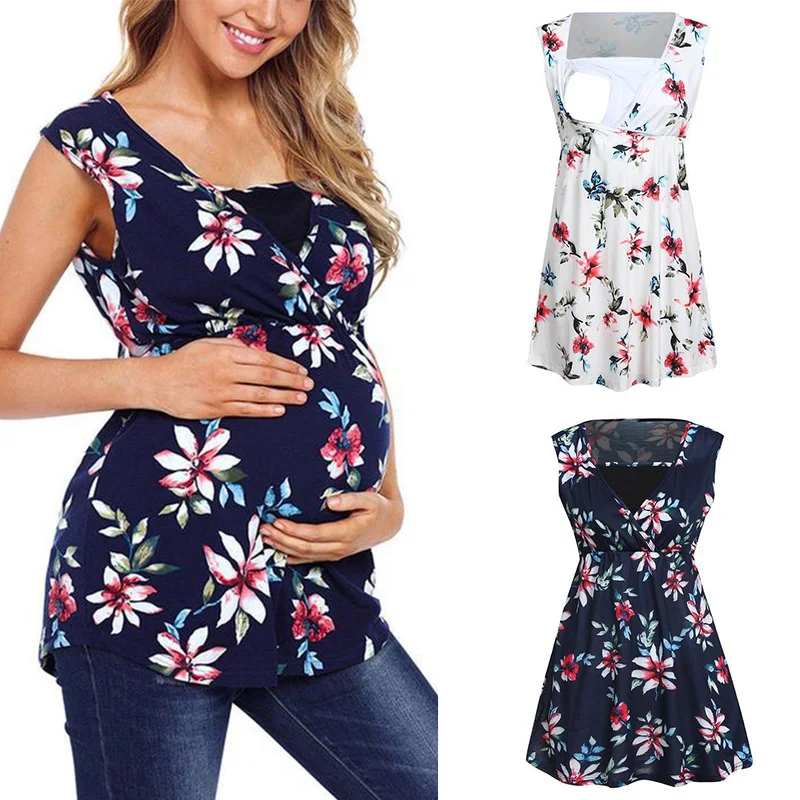 

Summer Women's Maternity Tops Short Sleeve Round Neck Front Pleat Peplum Tunic Top Pregnancy Shirts