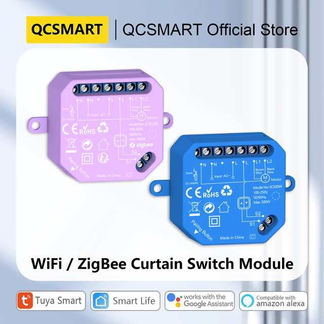 Tuya Smart Life WiFi interruptor de cortina doble para persiana enrollable  motor eléctrico Google Home Alexa Echo Control de voz DIY hogar