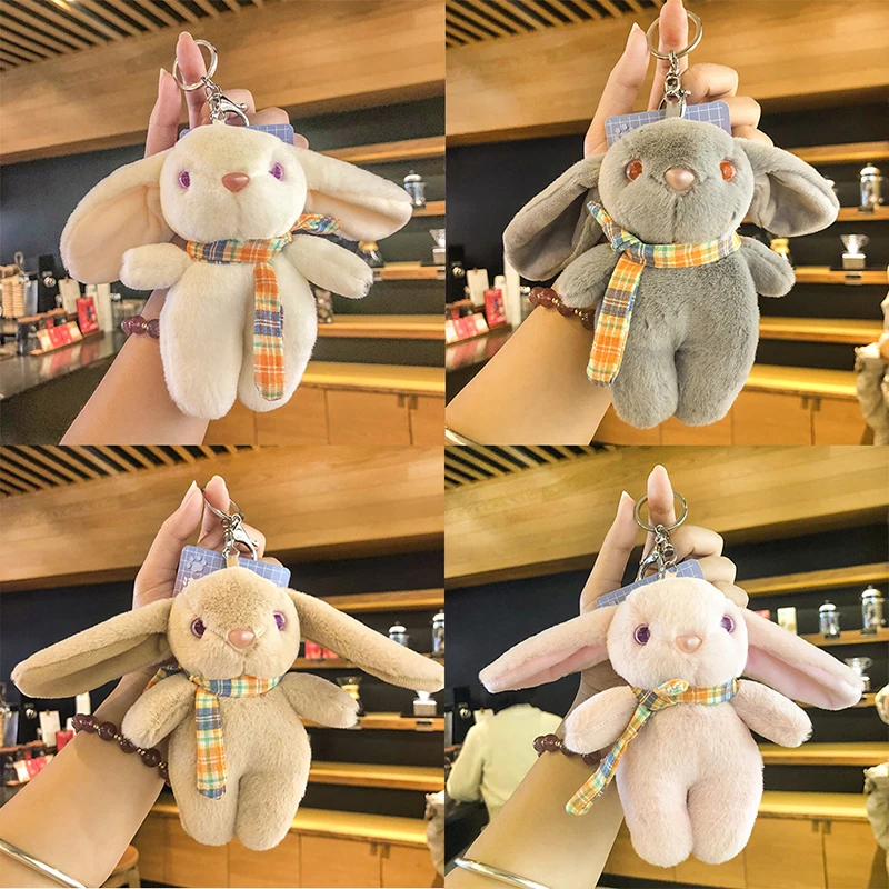 Kawaii Cartoon Candy Colors Plush Bear Rabbit Doll Keychain Cute Ladies Bag  Men's Car Key Ring Student Bags Luggage Pendant - AliExpress